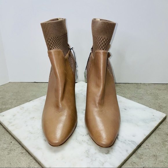 Cole Haan Tan Camille Knit Leather Ankle Bootie - Picture 3 of 9